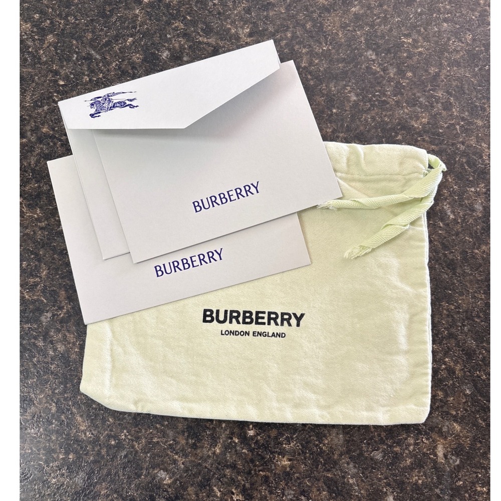 Burberry London England Pale Green Dust Bag and 2 Branded Card/Envelope Set